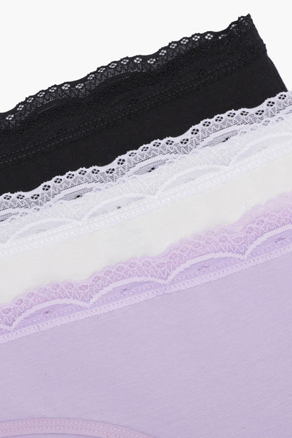 Cotton Lace Bikini Panties - Pack of 3