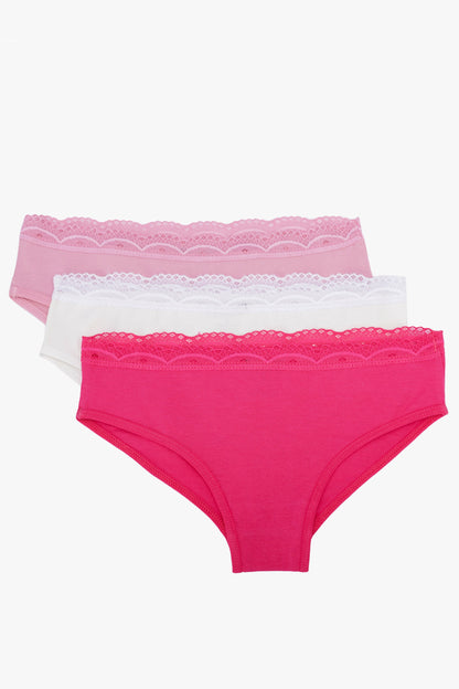 Cotton Lace Bikini Panties - Pack of 3