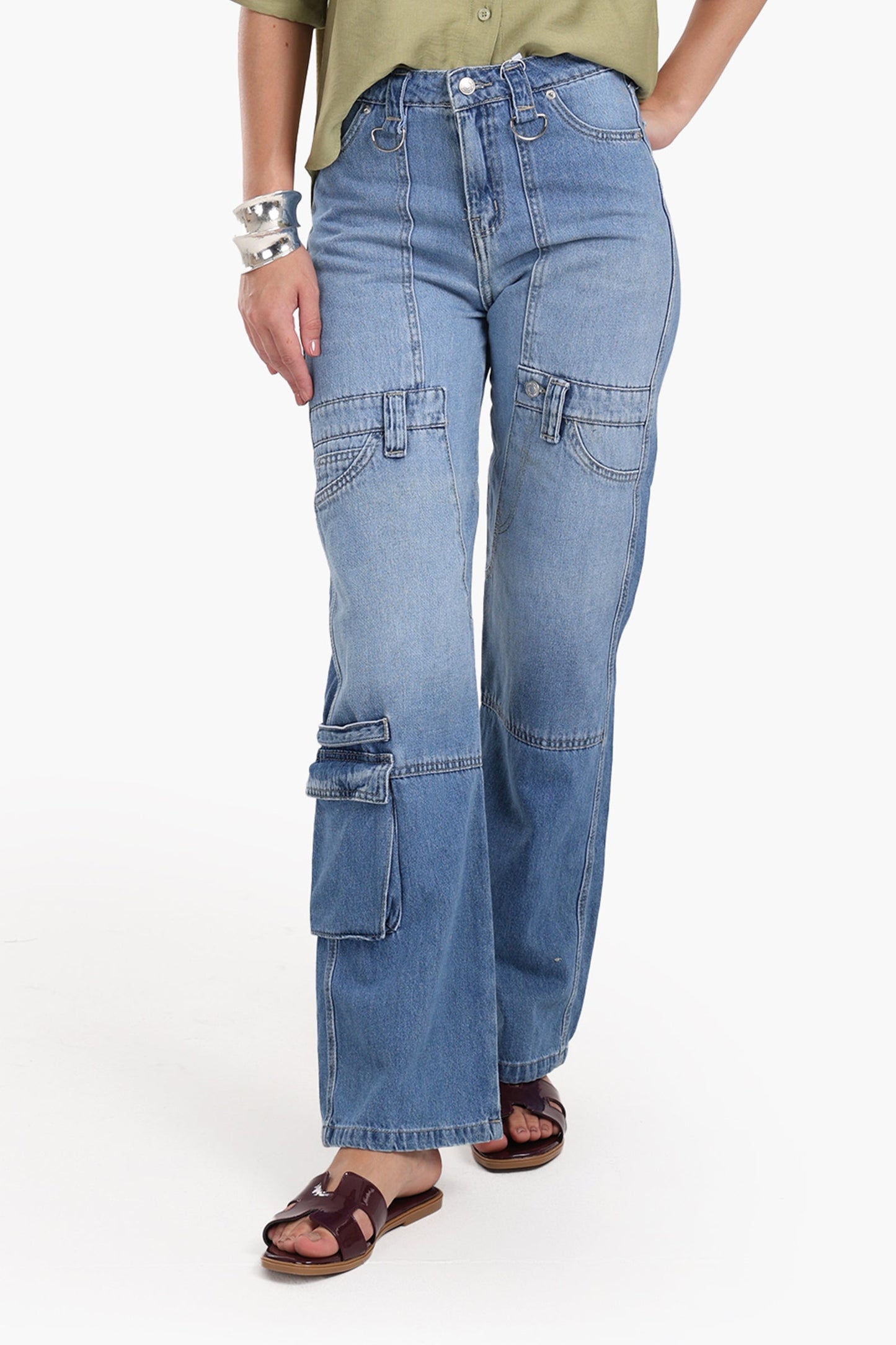 Straight Cut Cargo Jeans