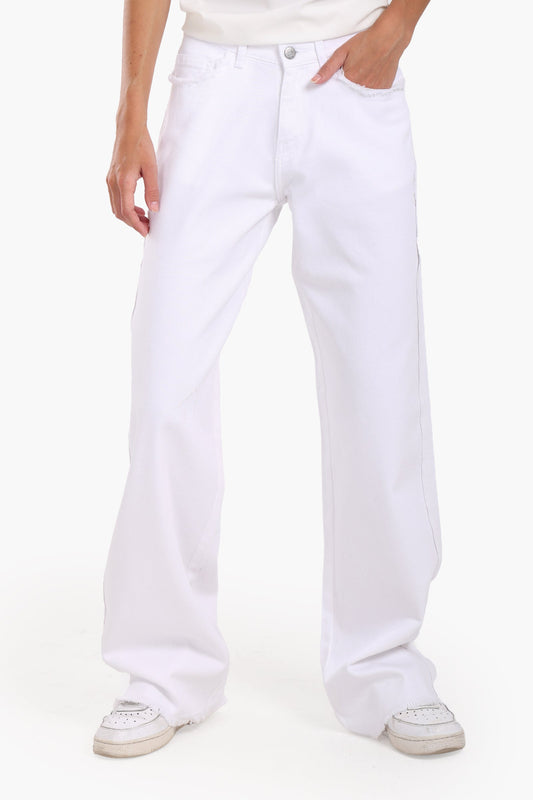White Denim with Fringes