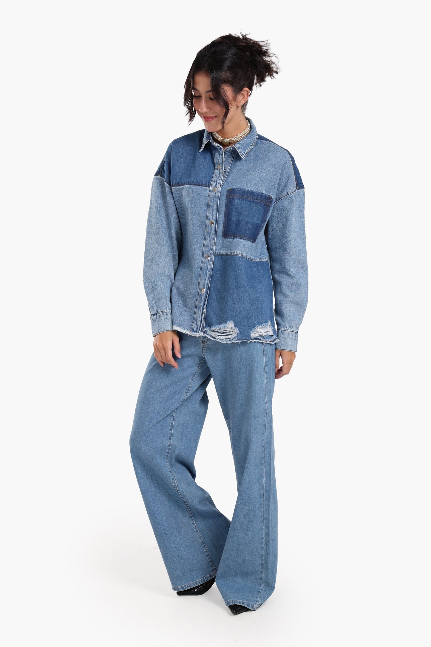 Color Block Denim Jacket