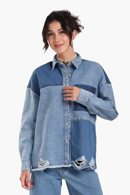 Color Block Denim Jacket