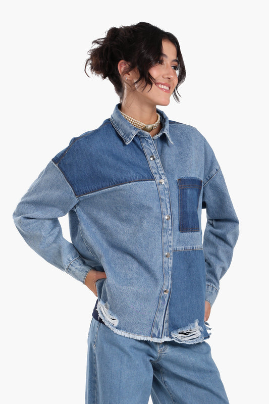 Color Block Denim Jacket