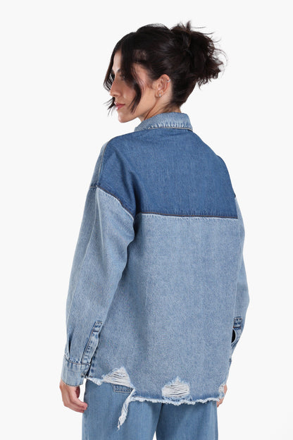 Color Block Denim Jacket