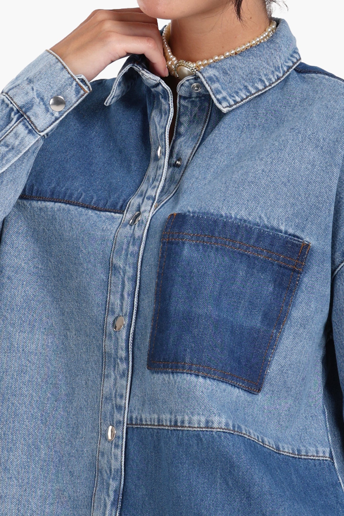 Color Block Denim Jacket