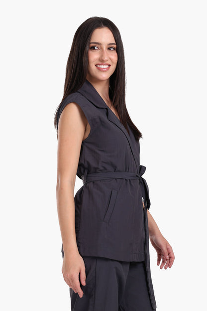 Dark Grey Notch Collar Vest
