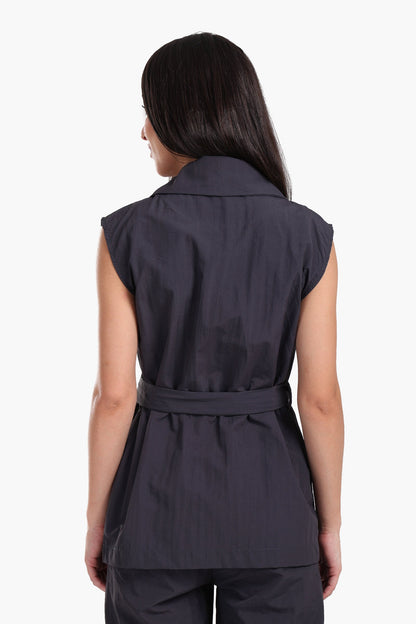 Dark Grey Notch Collar Vest