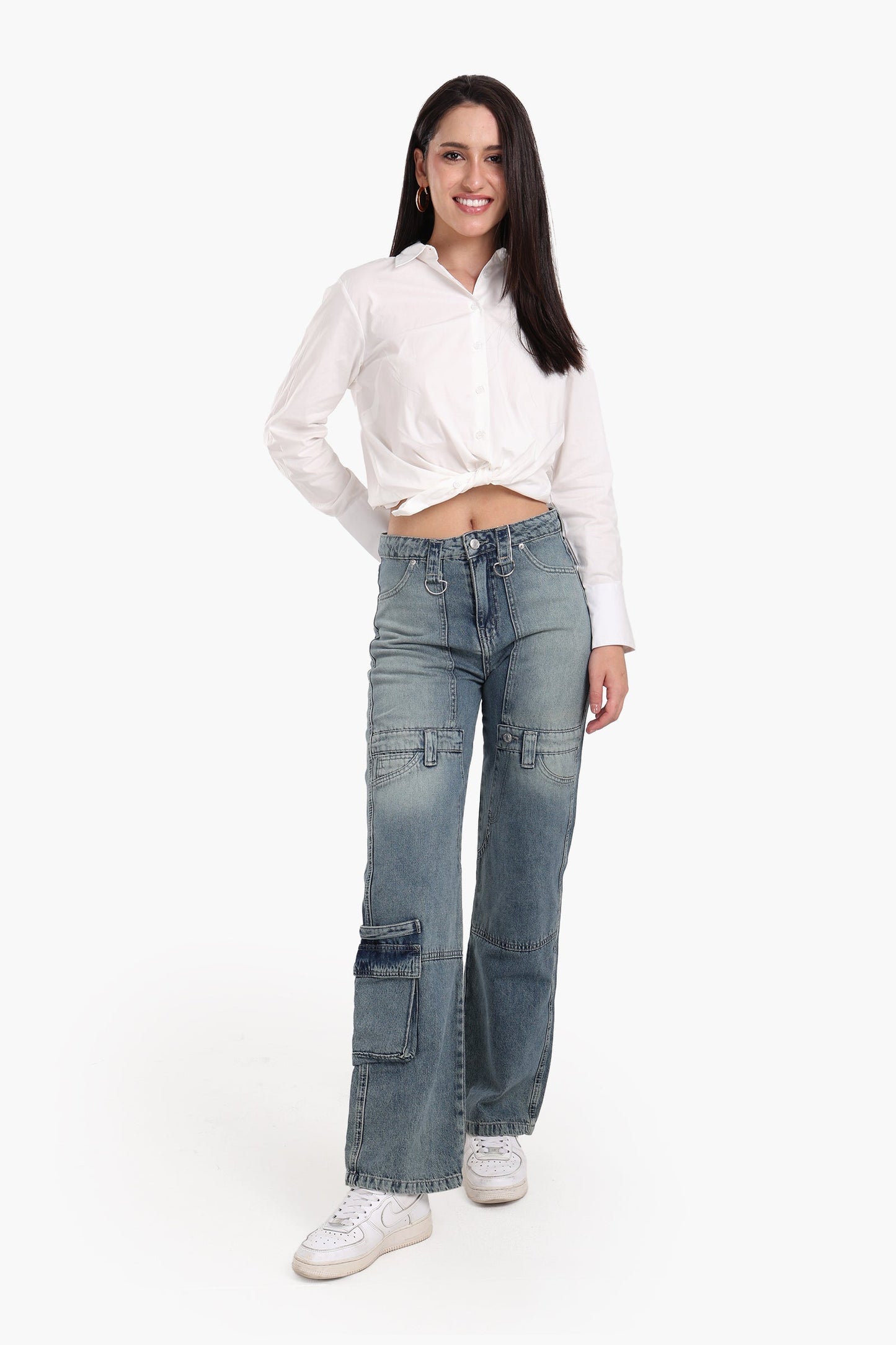 Straight Cut Cargo Jeans