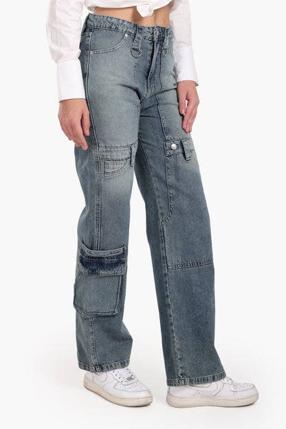 Straight Cut Cargo Jeans