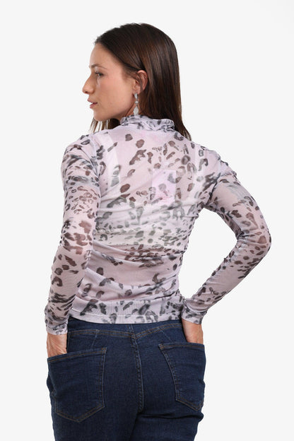 بلوزة شبكية بطبعة جلد النمر