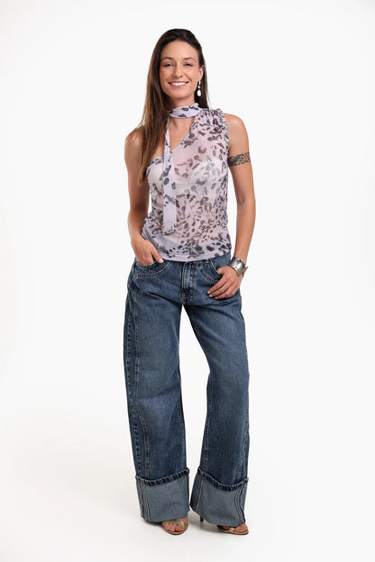 بلوزة شيفون بكتف واحد