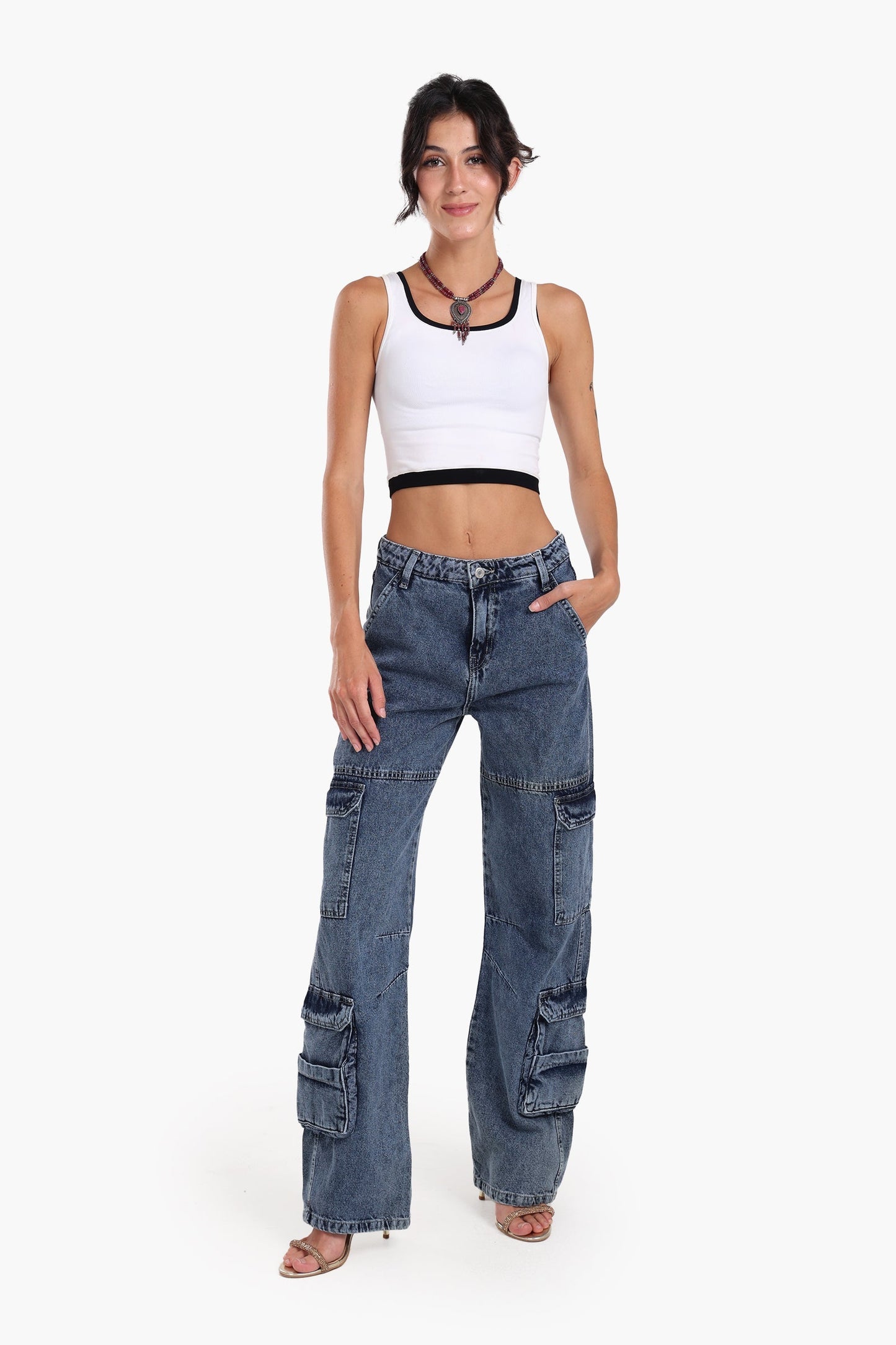 Denim Cargo Pants