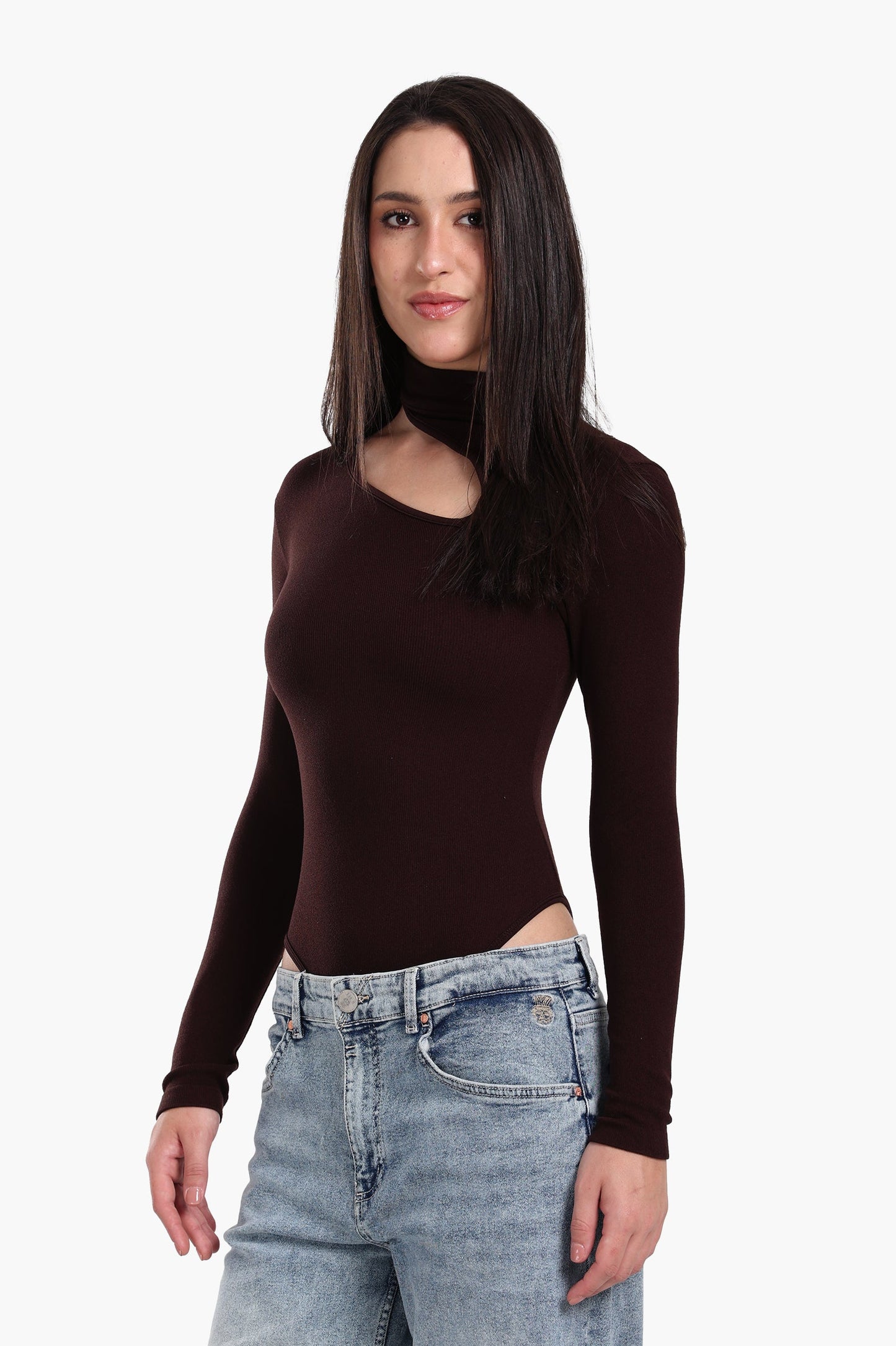 Ribbed Cutout Microfiber Bodysuit