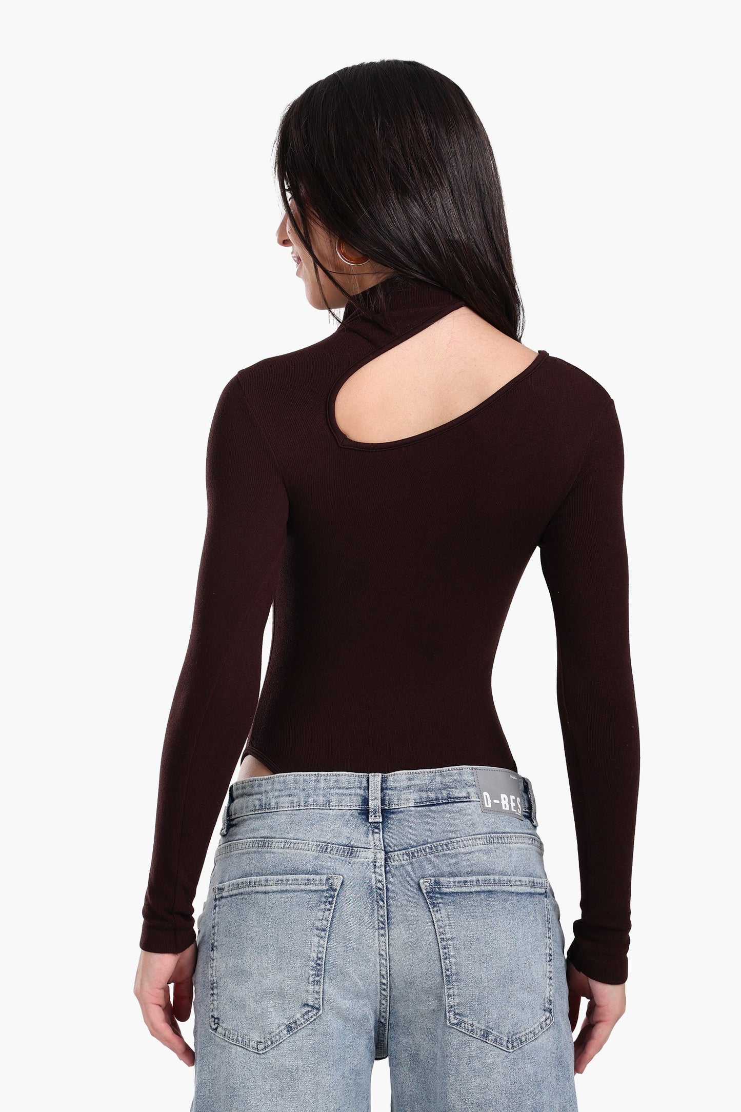 Ribbed Cutout Microfiber Bodysuit