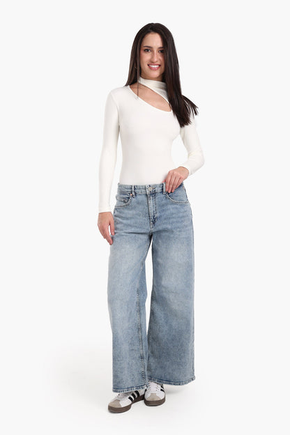 Ribbed Cutout Microfiber Bodysuit