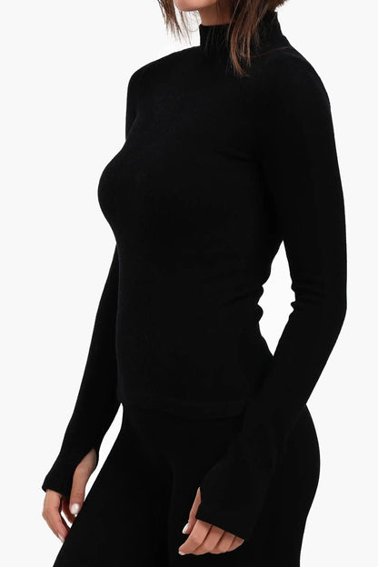 High Neck Top with Thumbhole