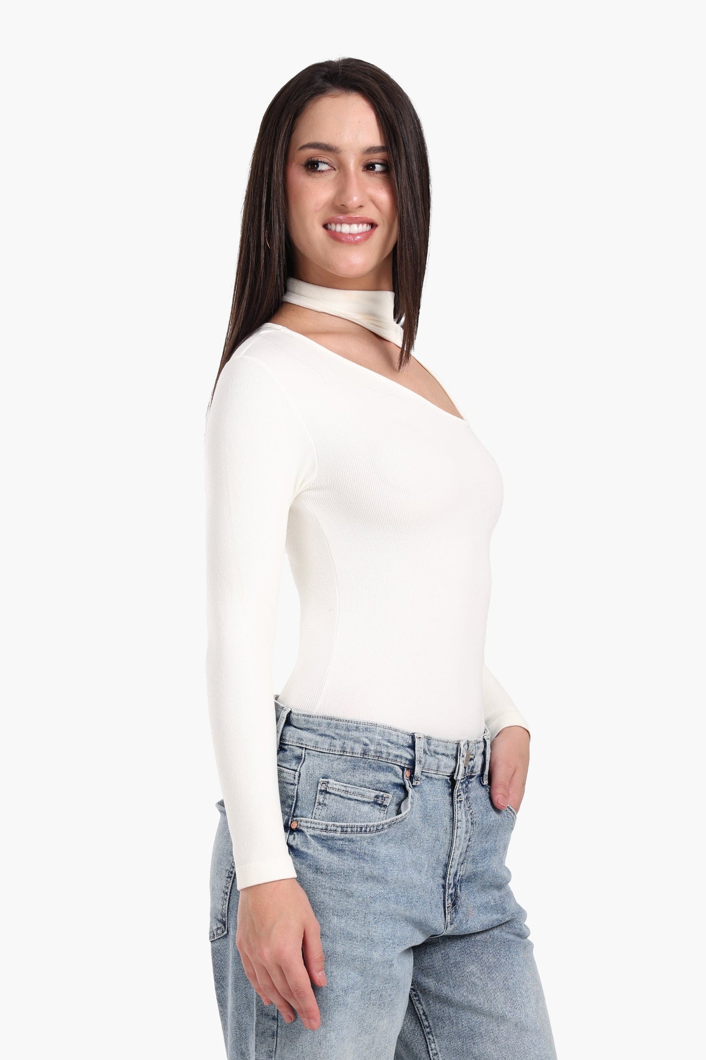 Ribbed Cutout Microfiber Bodysuit