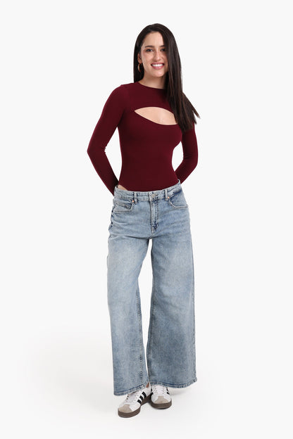 Central Chest Cut-Out Bodysuit