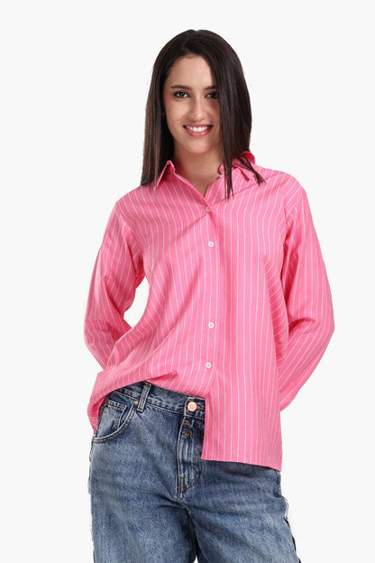 Hot Pink Striped Shirt