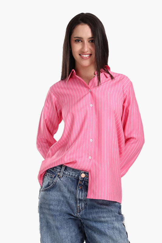 Hot Pink Striped Shirt