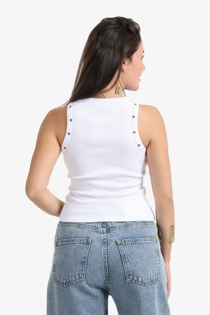 Metal Button Detail Top