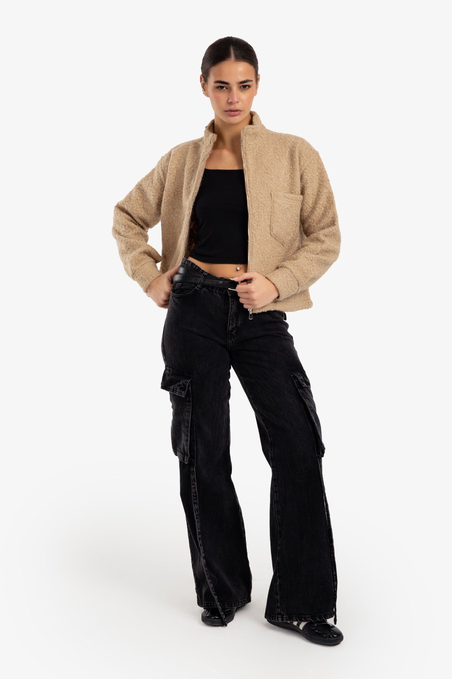 Stand Collar Wool Jacket