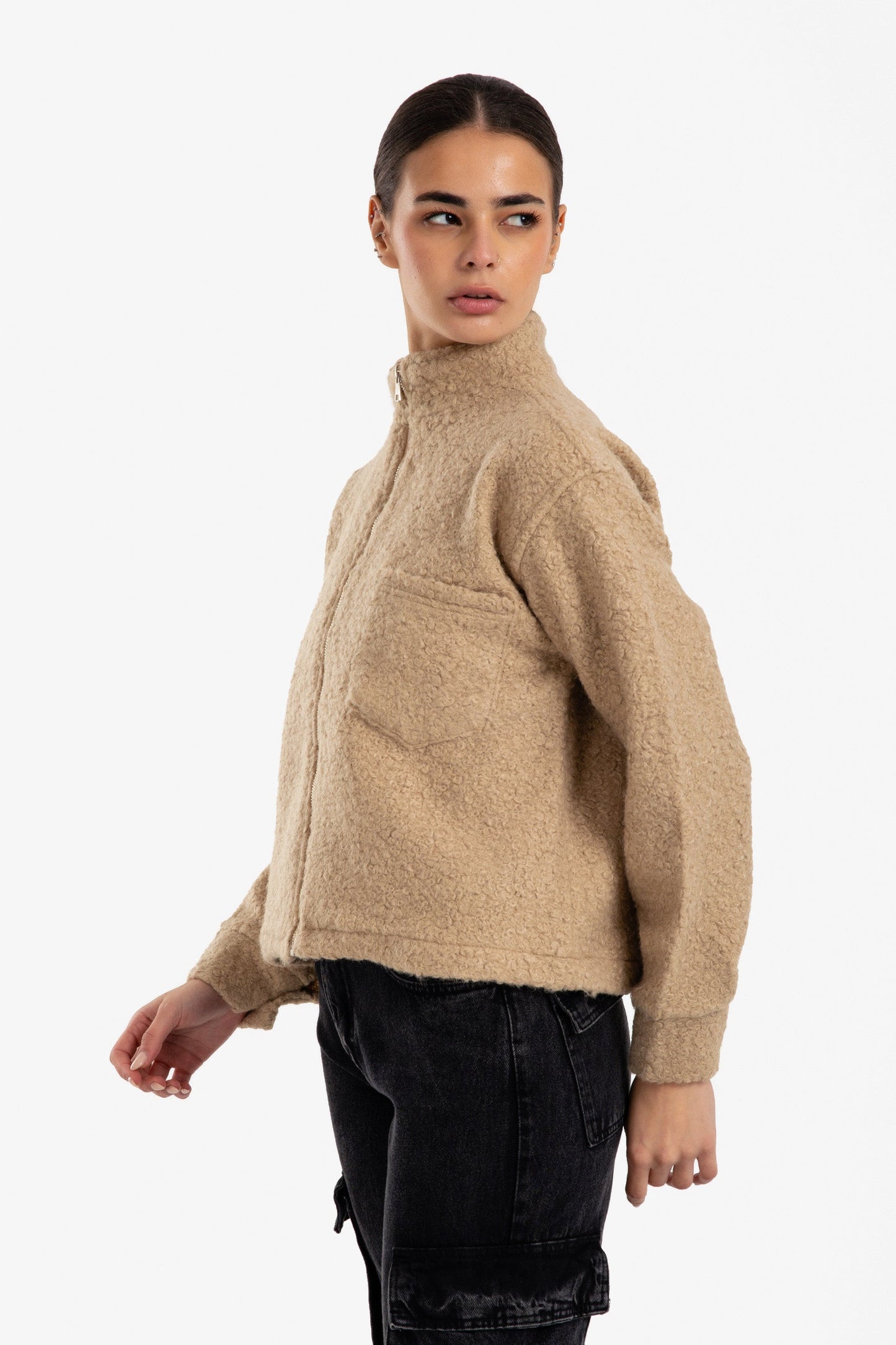 Stand Collar Wool Jacket