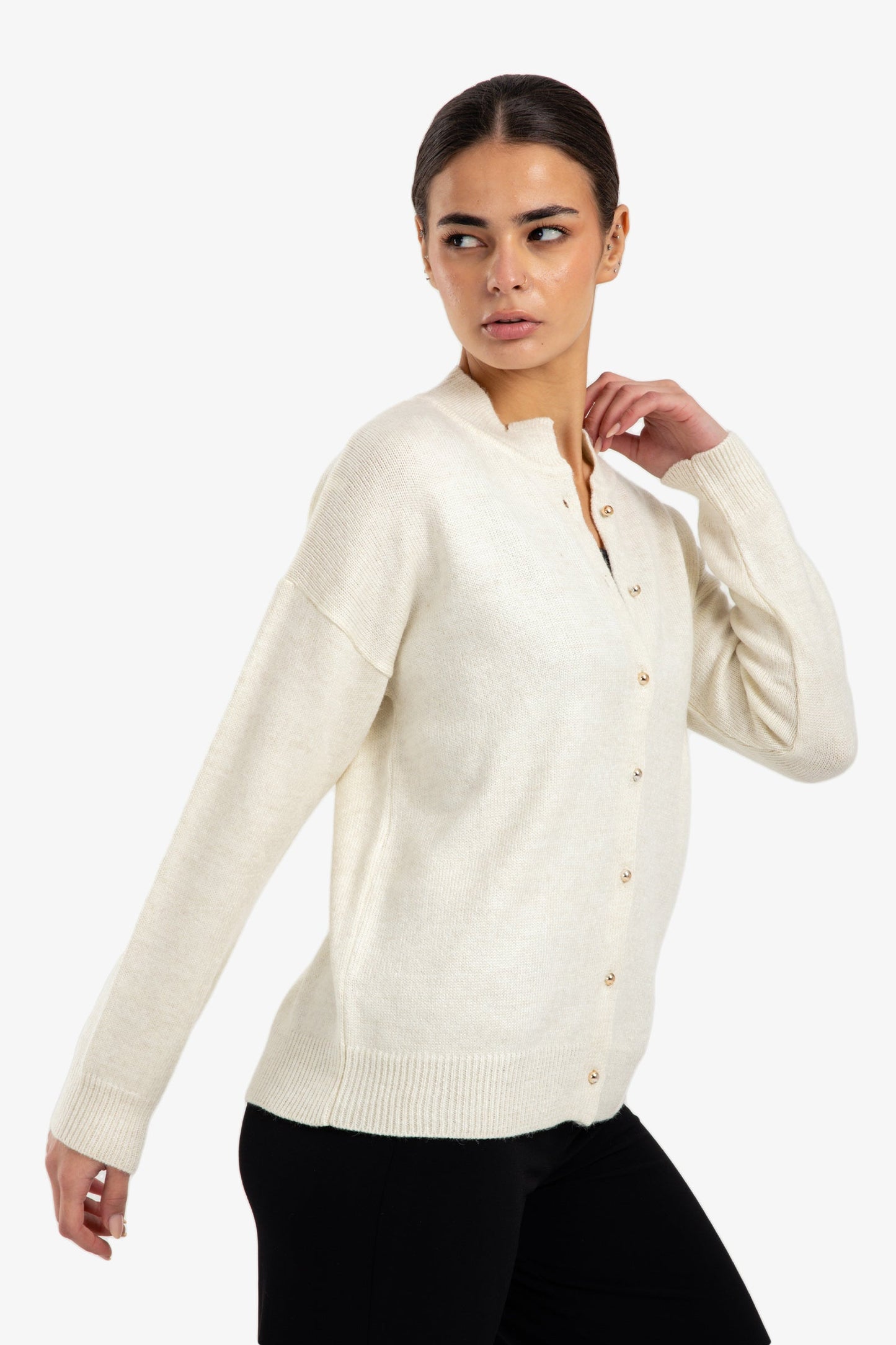 Knit Button-Front Sweater