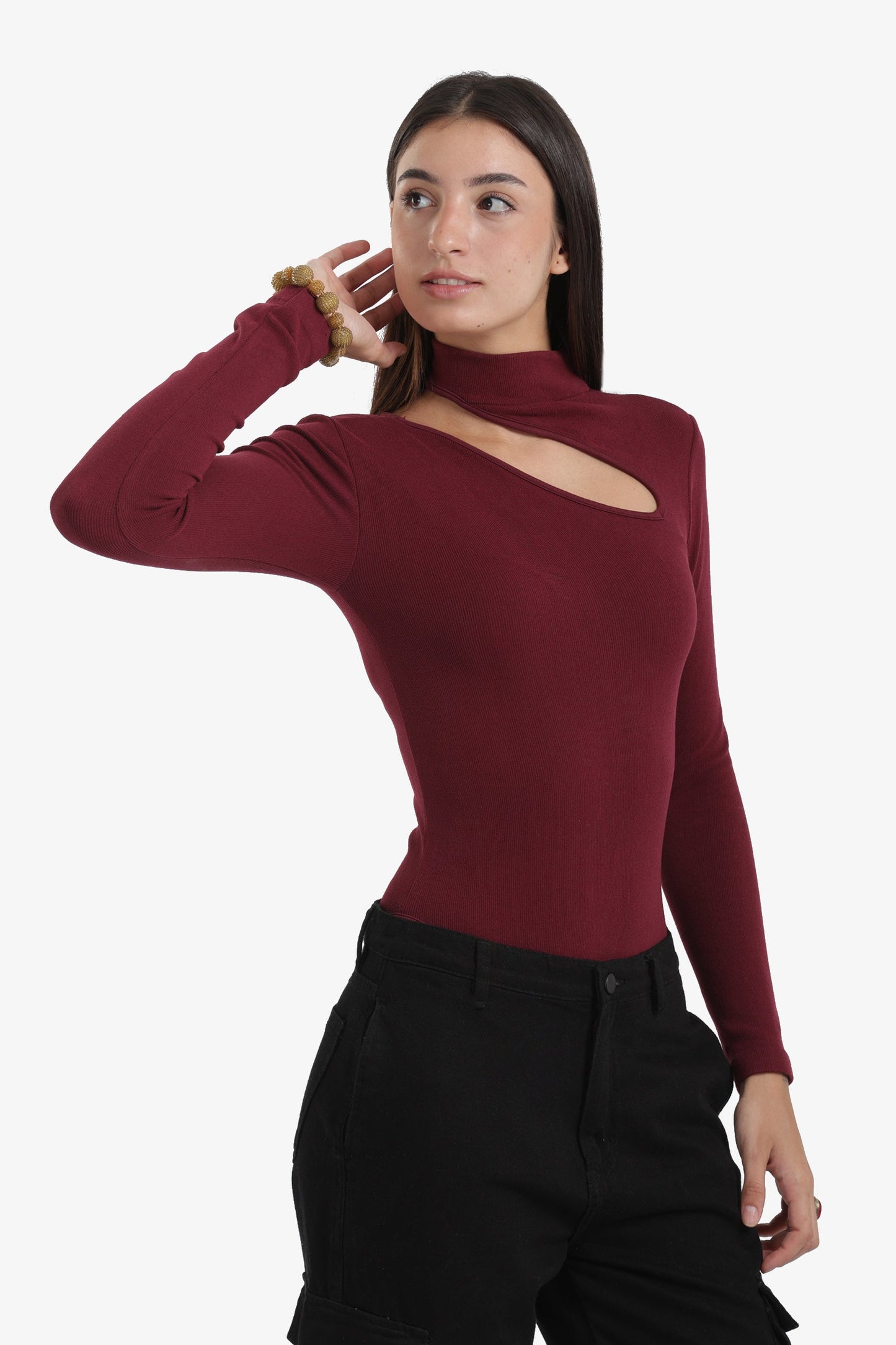 Ribbed Cutout Microfiber Bodysuit