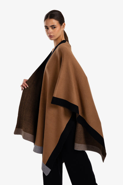 Wool Color Piping Shawl