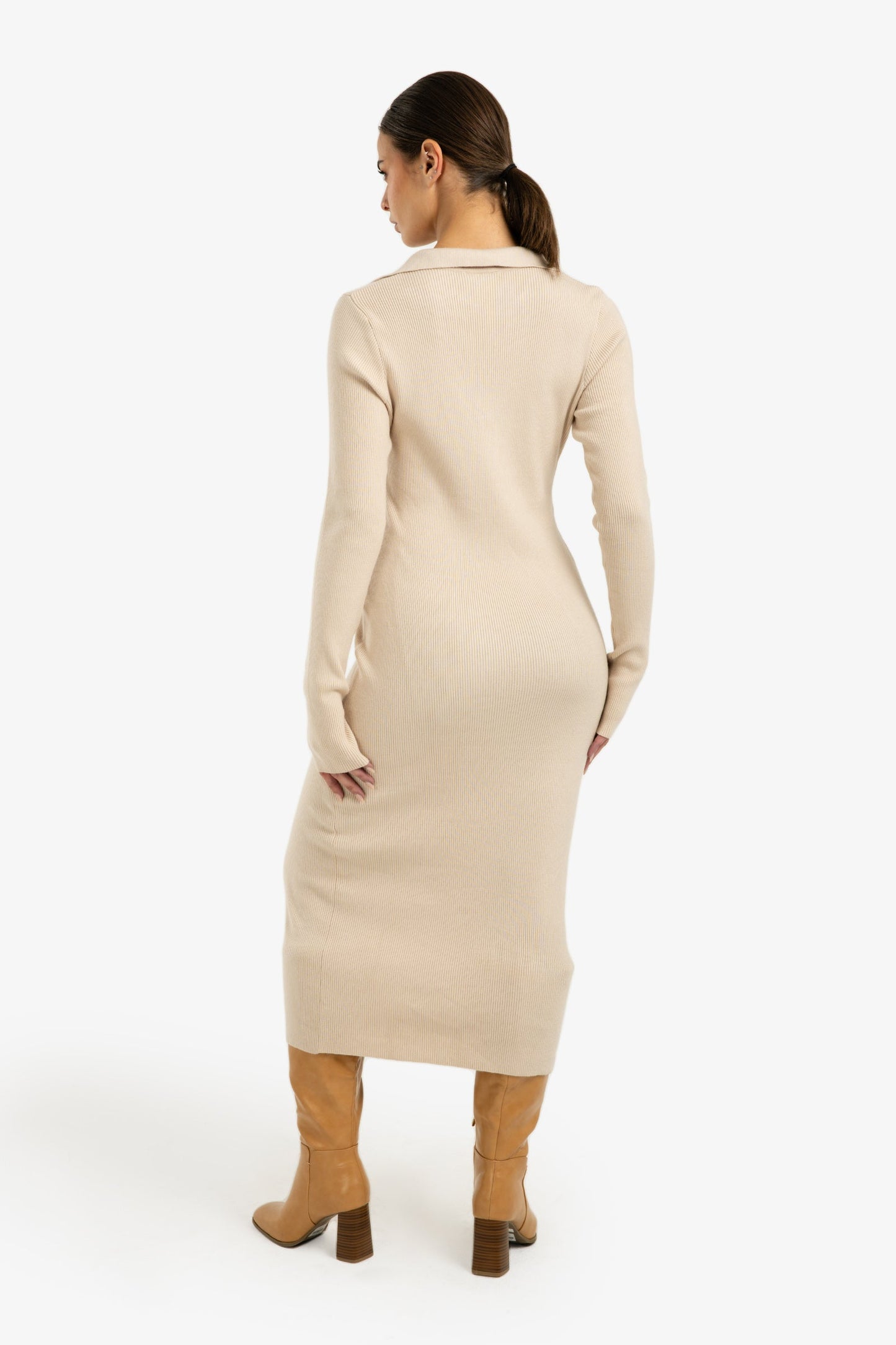 V-Neck Ribbed Dress