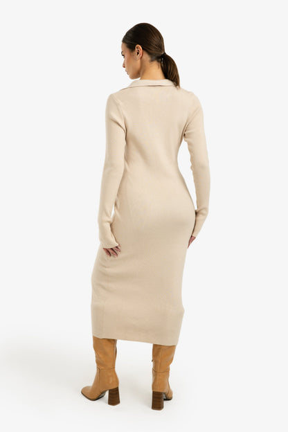V-Neck Ribbed Dress