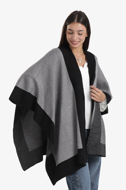 Wide Black Trim Poncho