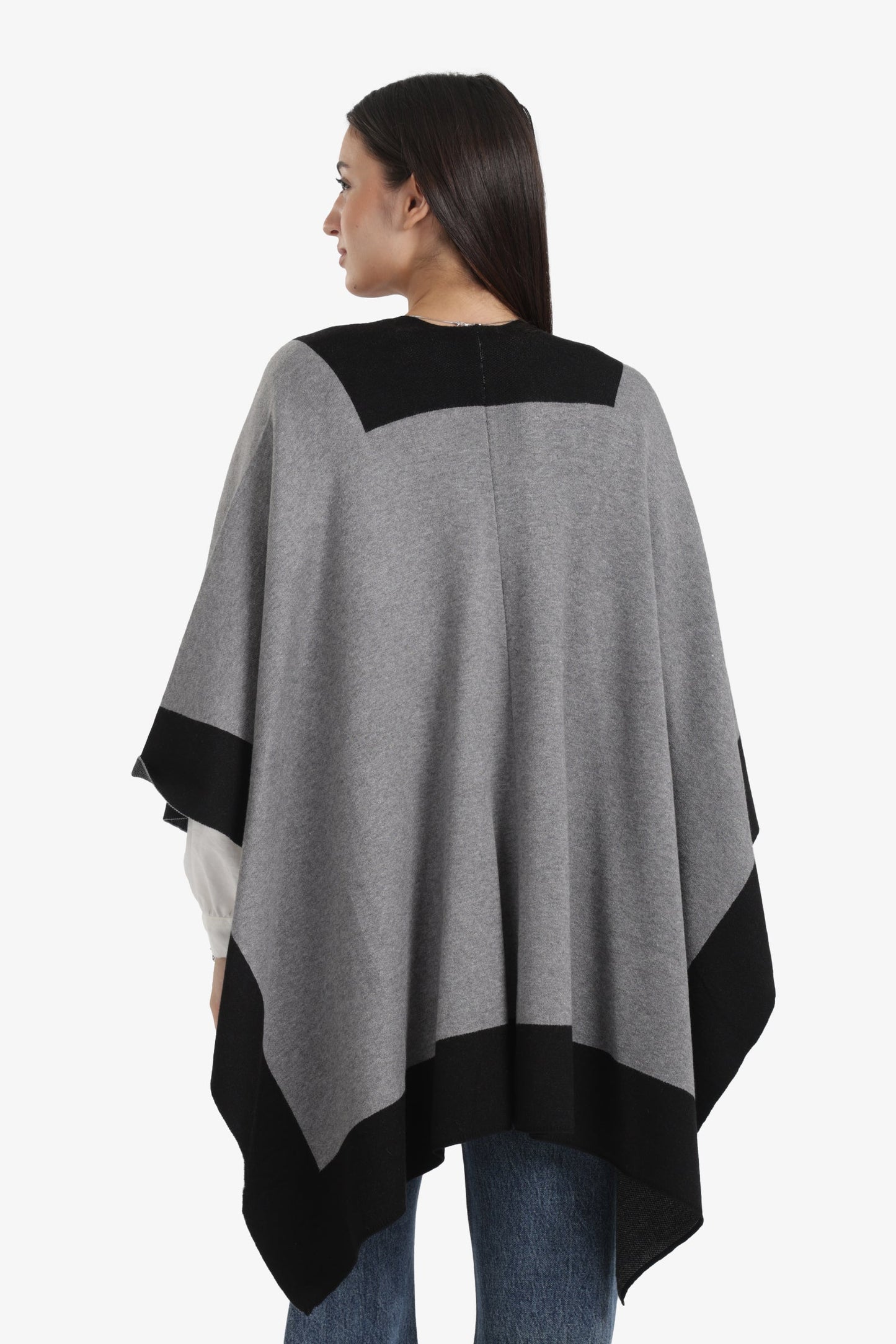 Wide Black Trim Poncho