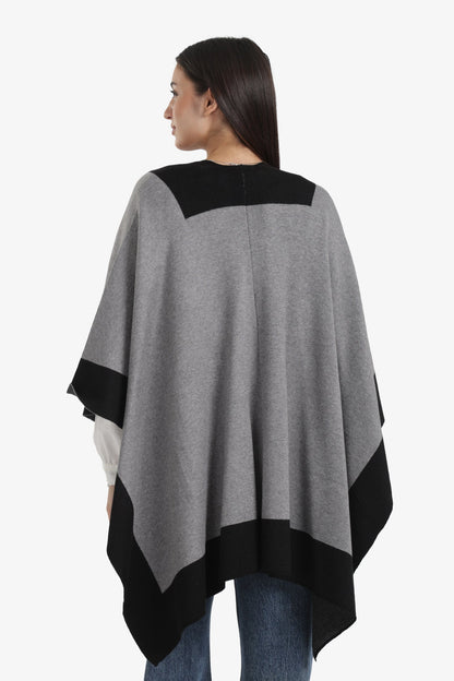 Wide Black Trim Poncho