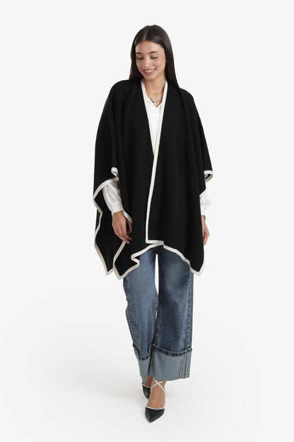 Colored Trim Poncho