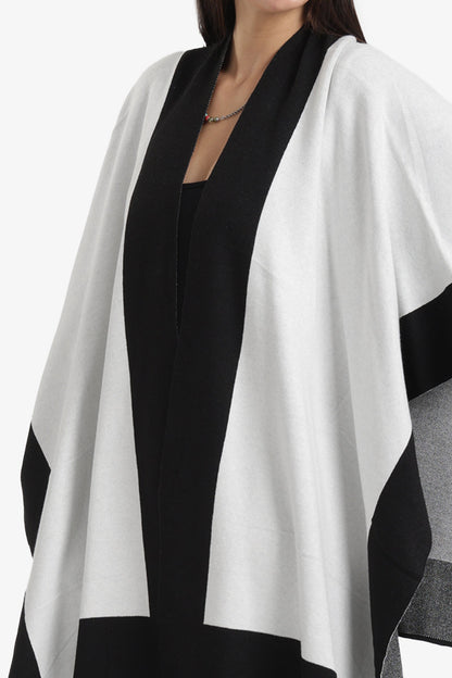 Wide Black Trim Poncho