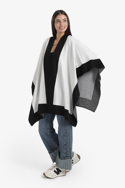 Wide Black Trim Poncho