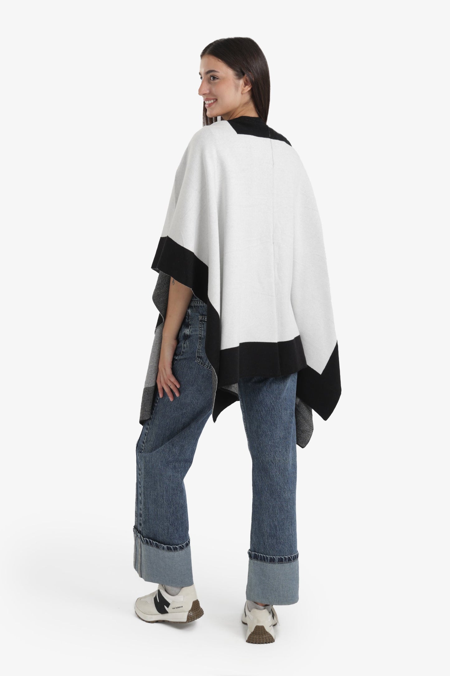 Wide Black Trim Poncho