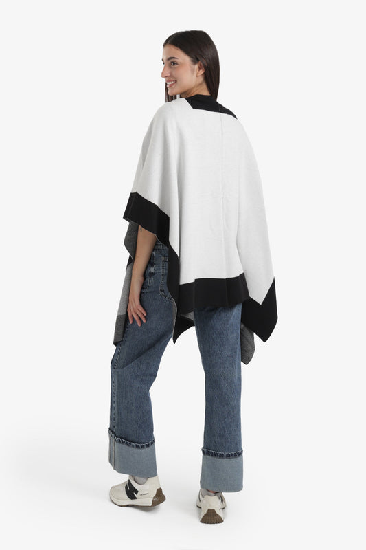 Wide Black Trim Poncho