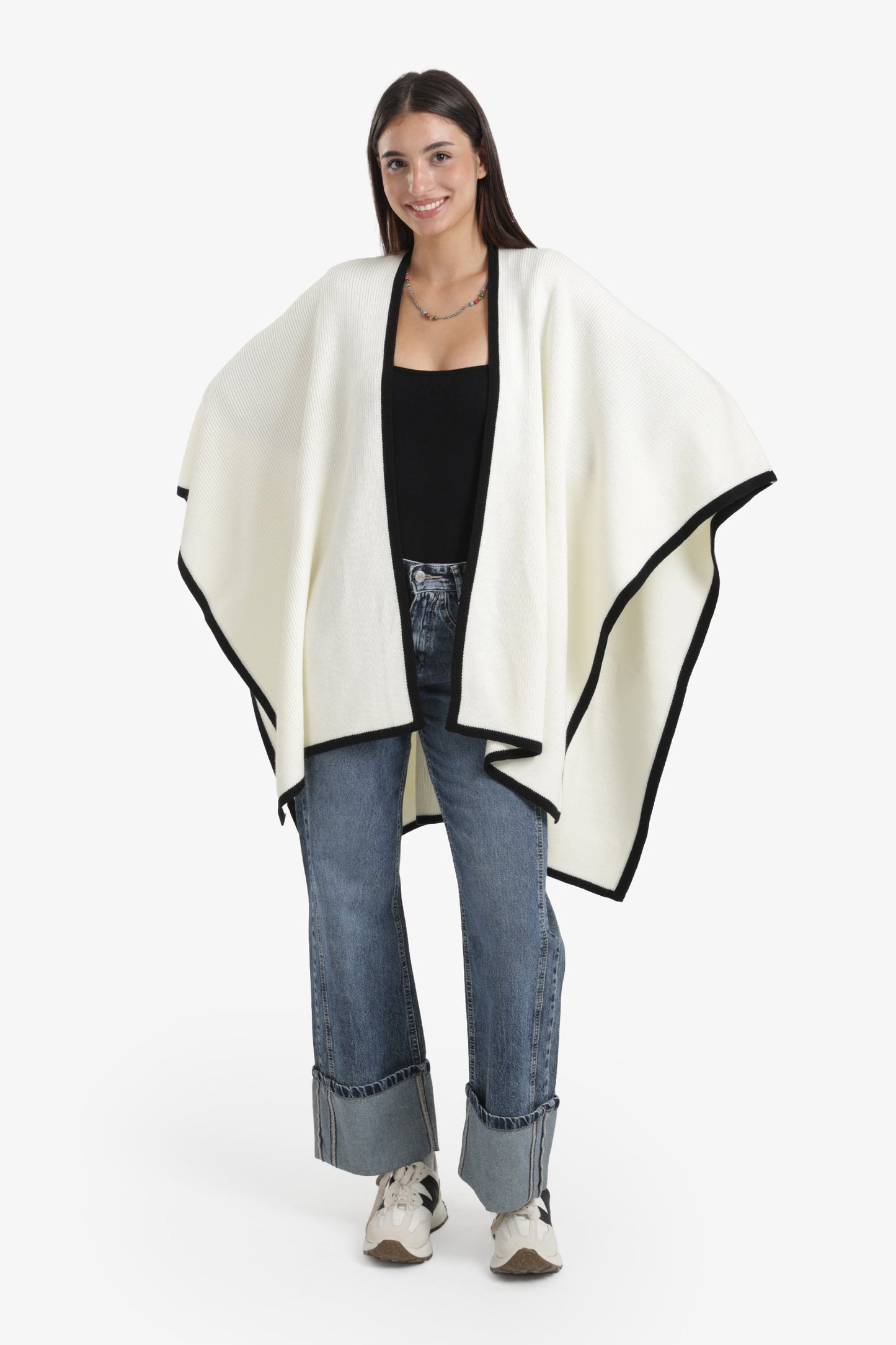 Colored Trim Poncho