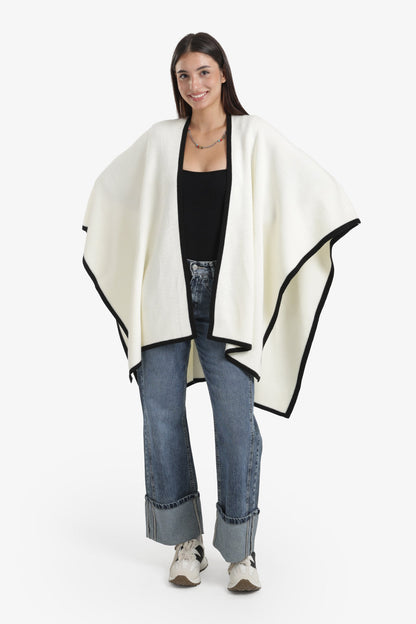 Colored Trim Poncho