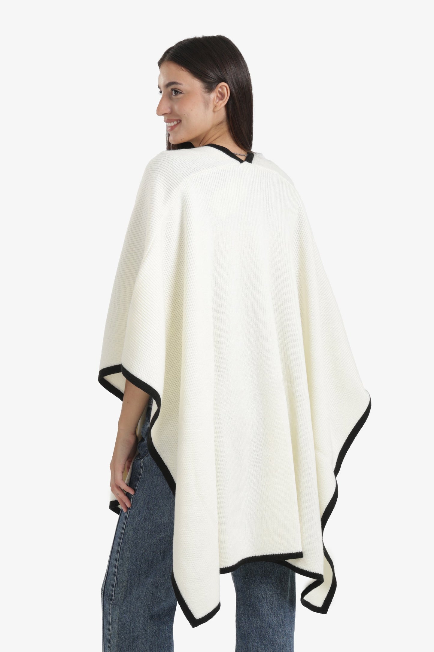 Colored Trim Poncho
