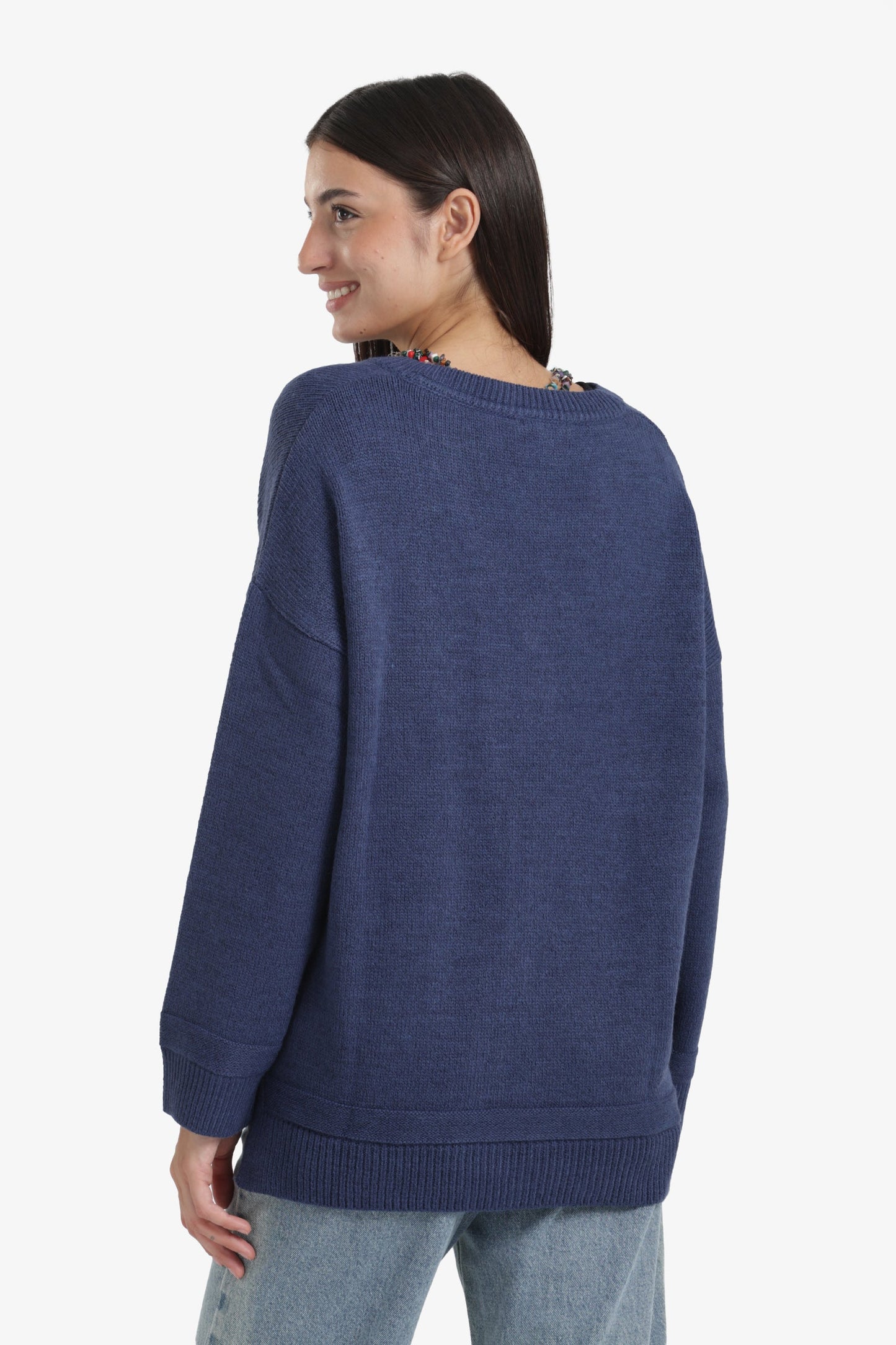Ribbed V-Neck Pullover
