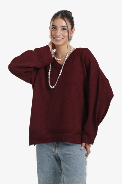 Ribbed V-Neck Pullover