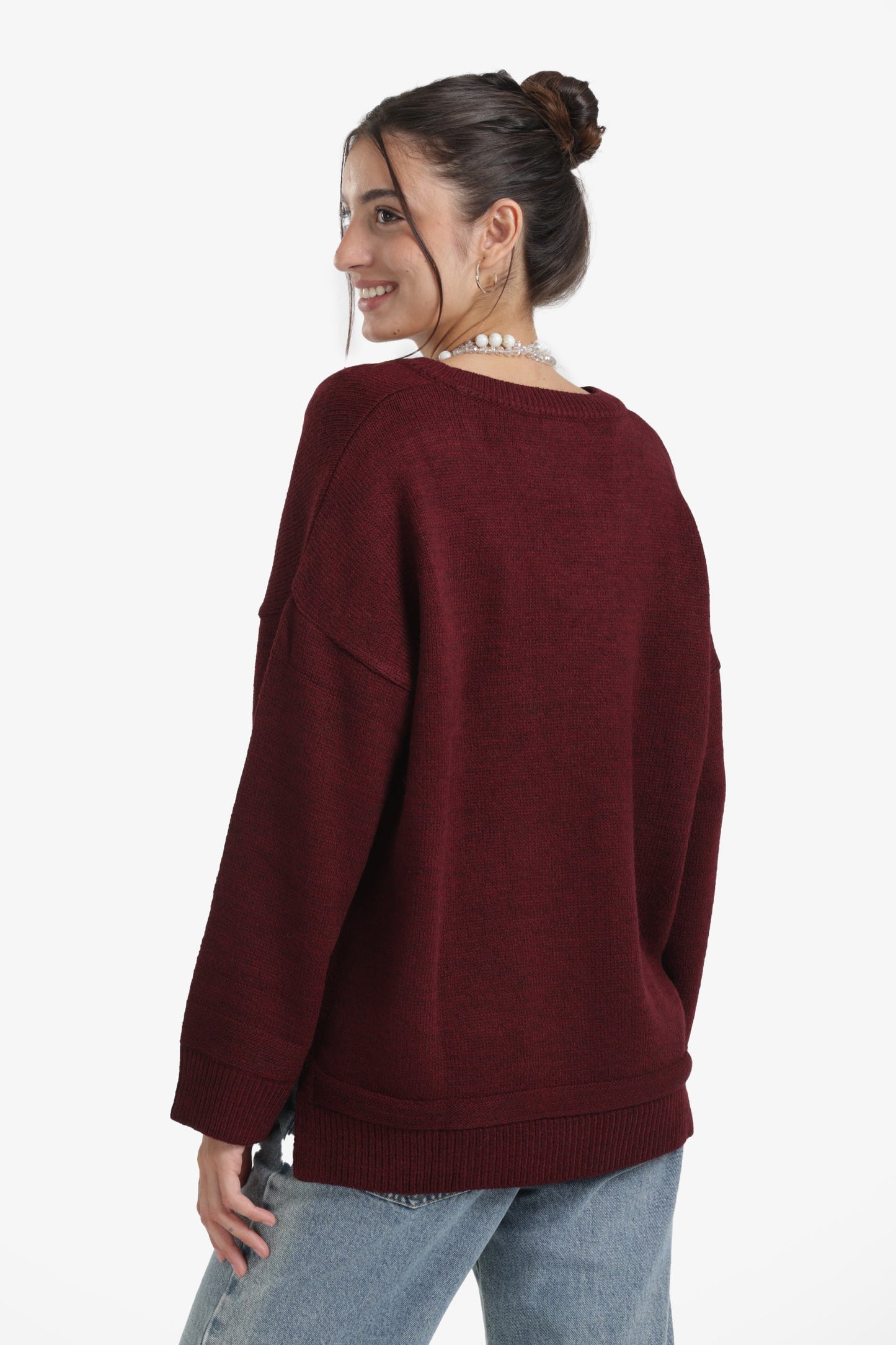 Ribbed V-Neck Pullover
