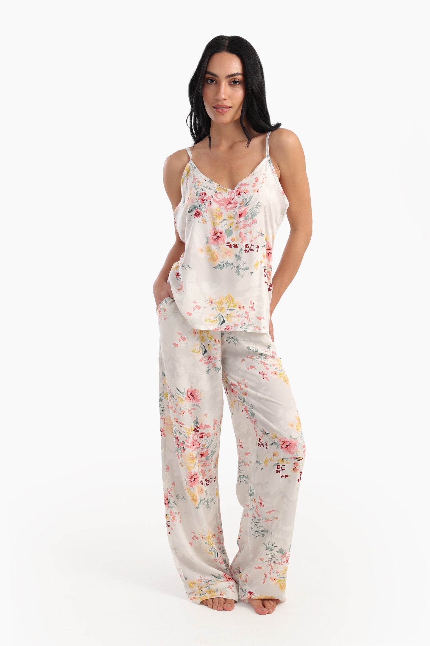 Floral Printed Straps Pyjama Set