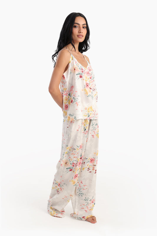 Floral Printed Straps Pyjama Set