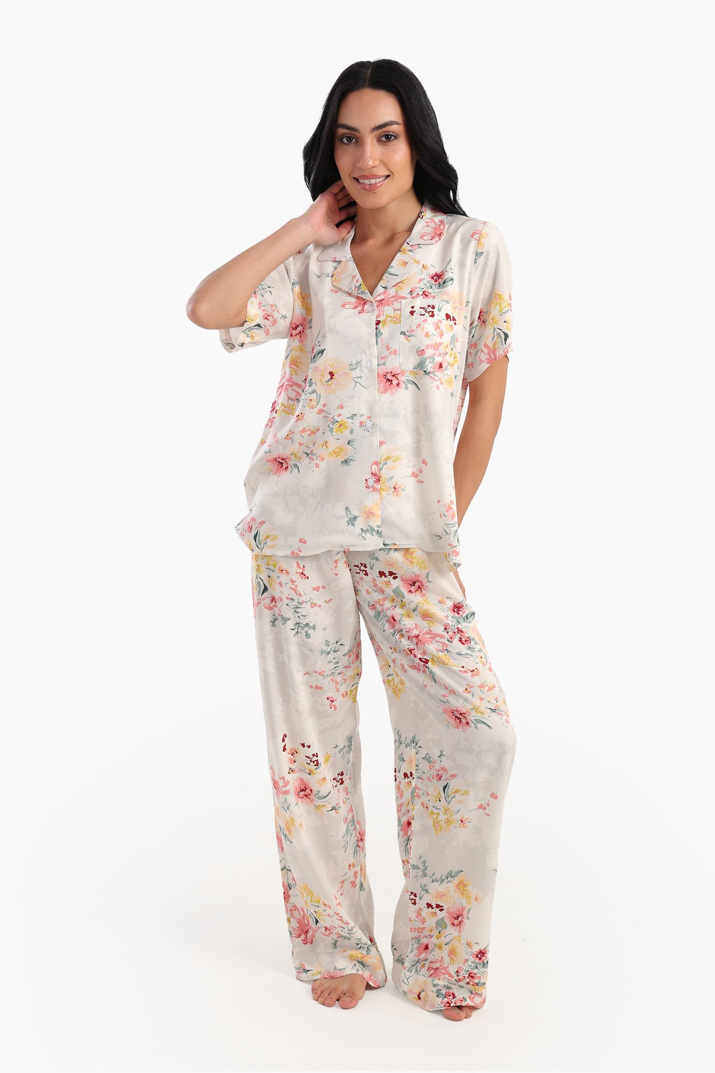 Short Sleeves Floral Pyjama Set