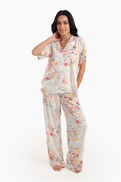 Short Sleeves Floral Pyjama Set